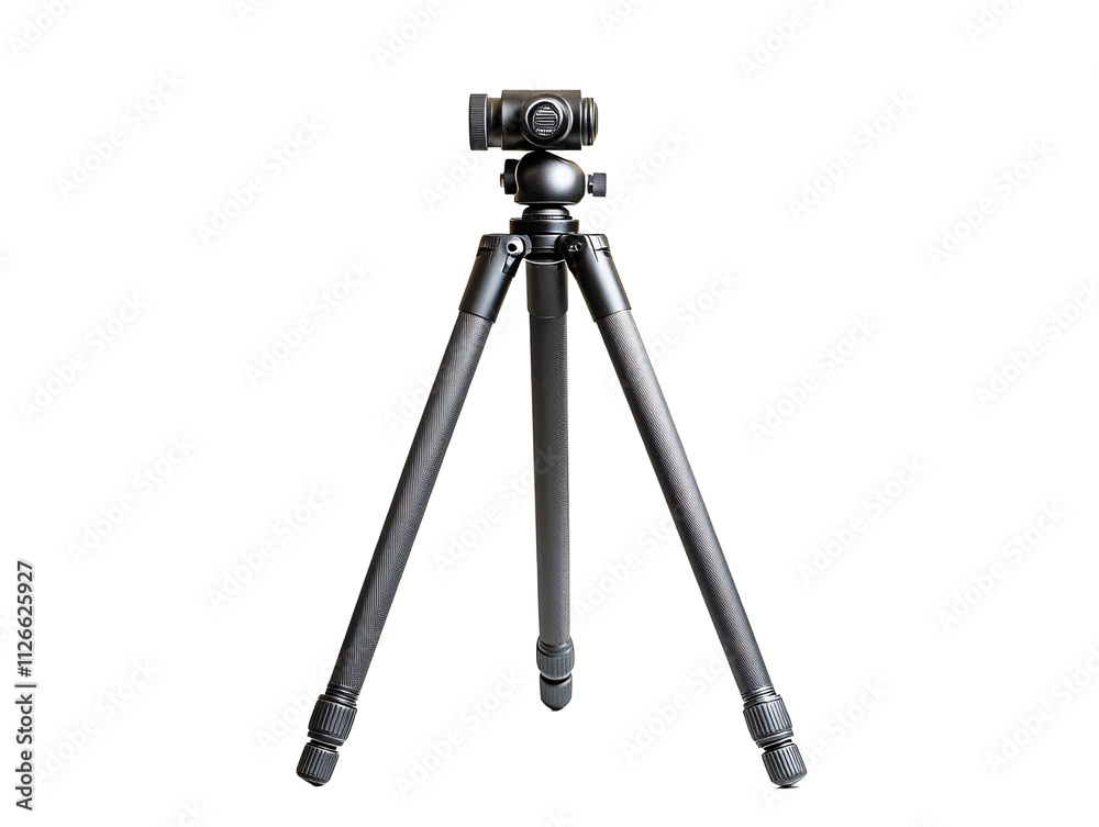 a black tripod with a camera on it