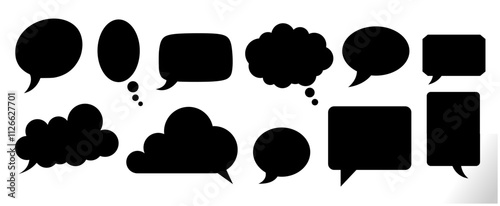 black color speech cloud or chat cloud for message, text, advertisement, asking, commercial, social media etc concept. 