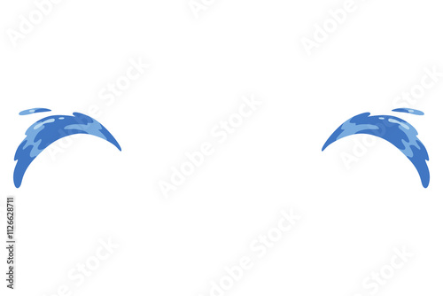 Cartoon tear drops icon. Sorrow cry streams, tear blob. Crying fluid, falling blue water drops. Isolated vector for sorrowful character weeping expression. Wet grief droplets