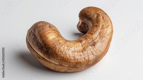 A rich and buttery cashew, isolated on a white background