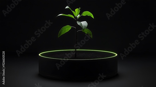 Radiant Young Tree Sapling in a Glowing Forest photo