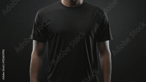 Blank black clean t-shirt mockup, isolated and showcasing front