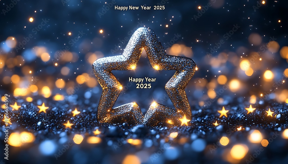 Star-Shaped Light Decoration for Happy New Year 2025. Star-Shaped Light Decoration for Happy New Year 2025.