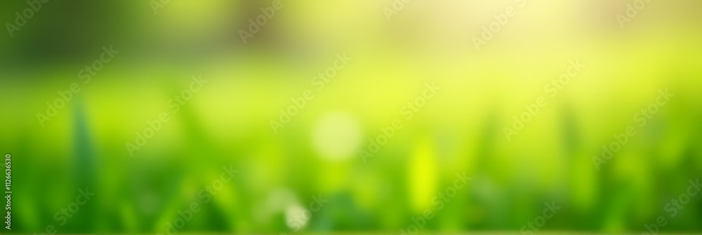 Obraz premium A blurred bokeh of green lawn garden is often seen as a soothing morning background image of spring nature._00002_