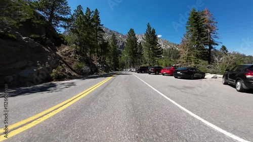 Lake Tahoe Emerald Bay Road 12 Front View Eagle Falls 89 Northbound Driving Plates California USA Ultra Wide photo