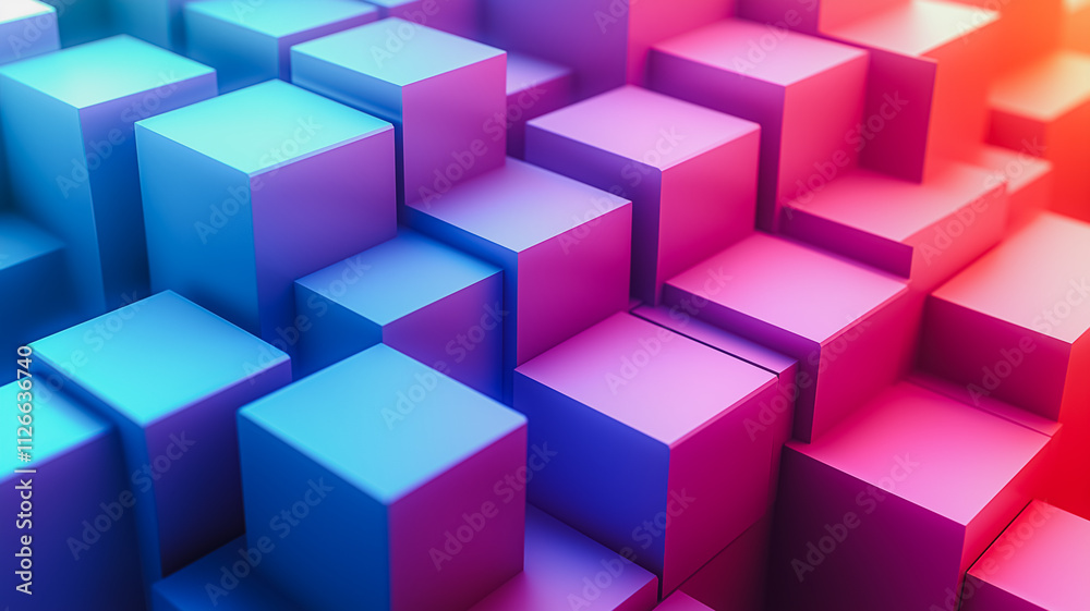 A colorful image of blocks in various shades of blue, pink, and purple A colorful image of blocks in various shades of blue, pink, and purple