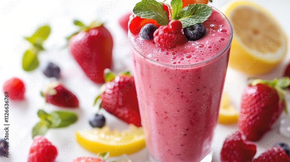 A fresh fruit smoothie, isolated on a white background A fresh fruit smoothie, isolated on a white background