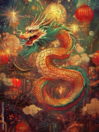 chinese style dragon for chinese new year