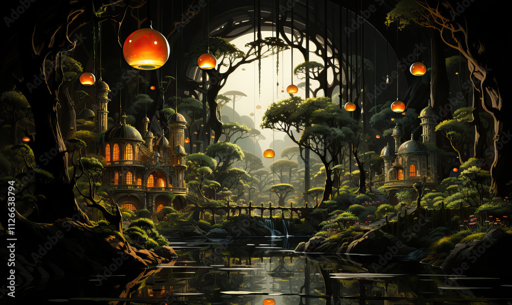Obraz premium Fantasy world of another planet, surreal landscape.