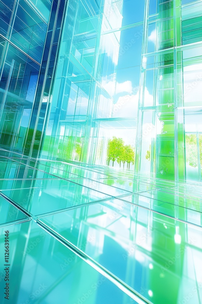Reflections of Nature in a Modern Glass Building Reflections of Nature in a Modern Glass Building