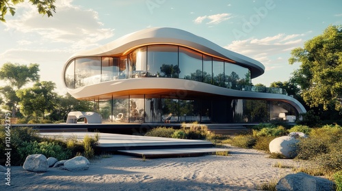 Futuristic Organic Architecture Lakeside Villa with Panoramic Views