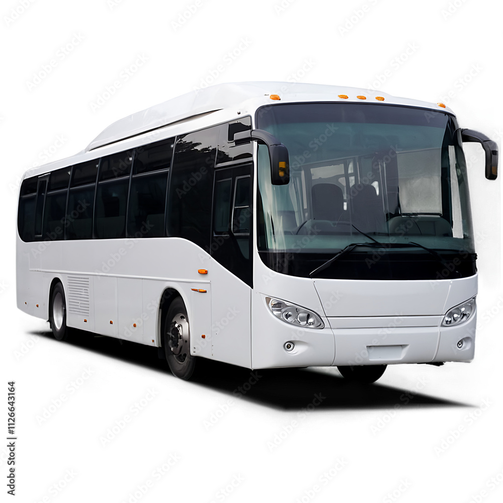 Modern White Tour Bus: A sleek and modern white tour bus, ready to take you on an adventure. Its clean lines and bright white paint job make it a symbol of travel and exploration. Modern White Tour Bus: A sleek and modern white tour bus, ready to take you on an adventure. Its clean lines and bright white paint job make it a symbol of travel and exploration.