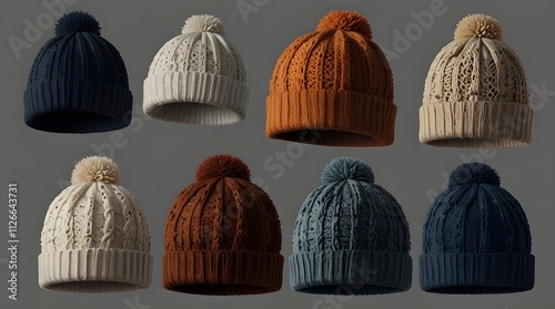 Set of winter hats isolated on transparent.generative.ai 