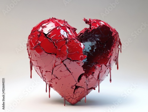 broken heart sculpture representing love and loss photo