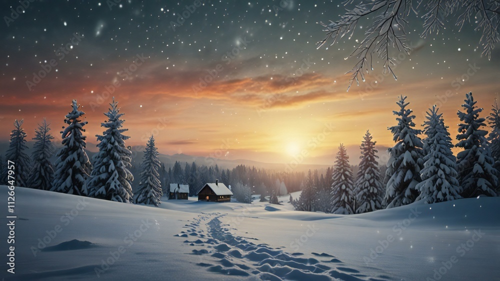 winter sunset in the mountains winter sunset in the mountains