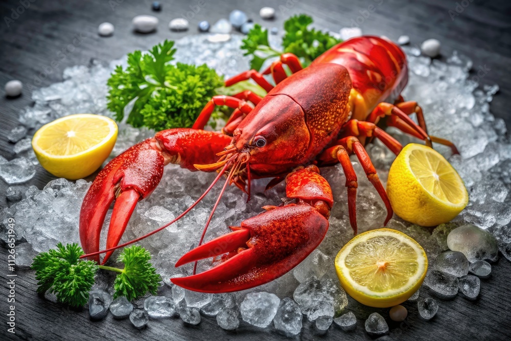 Delicious Red Lobster, Ice, Lemon - Seafood Platter, Summer Recipe, Fresh Catch, Gourmet Food Photography Delicious Red Lobster, Ice, Lemon - Seafood Platter, Summer Recipe, Fresh Catch, Gourmet Food Photography