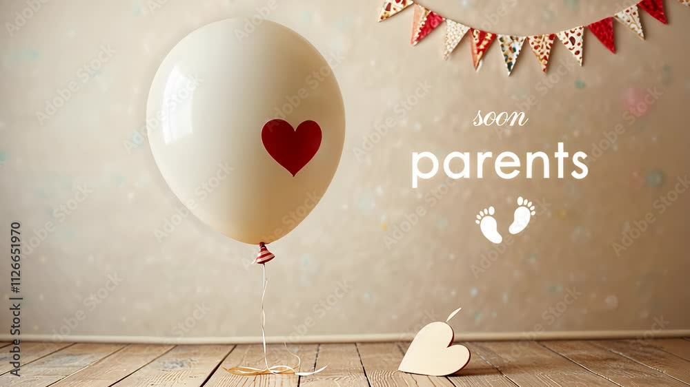 Beige heart-shaped balloon with the inscription 
