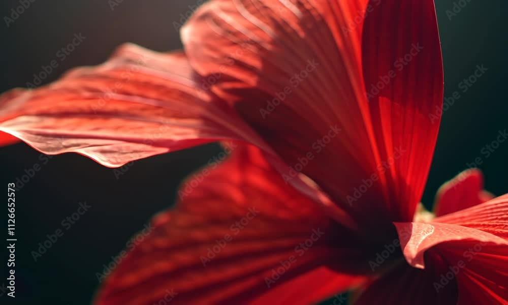 Close-up of red flower petal against dark background