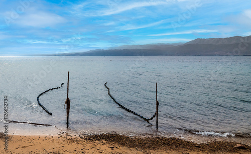 Safety place for swimming, concept of happy and bliss vacation on the Red Sea...