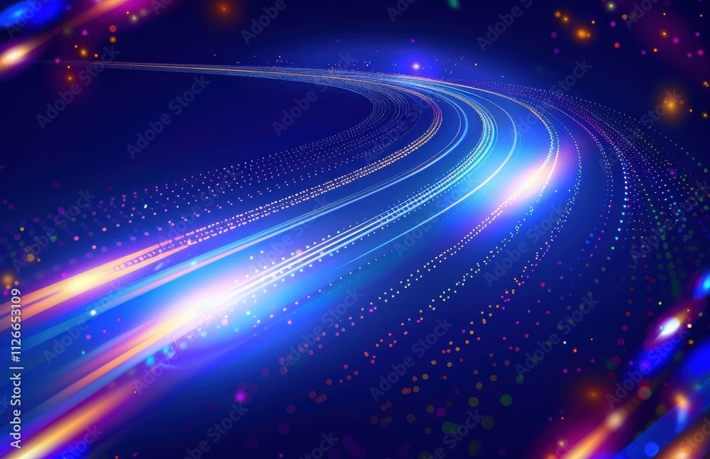 A colorful streak of light is shown in the image A colorful streak of light is shown in the image