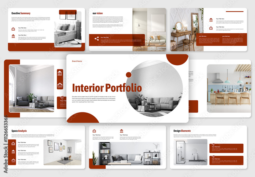 Interior Portfolio Presentation Layout Stock Template | Adobe Stock