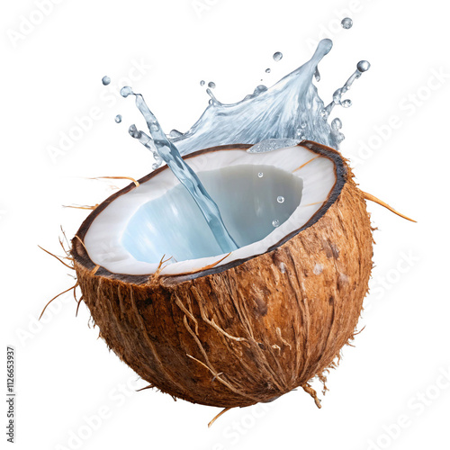 Coconut water isolated on transparent background.