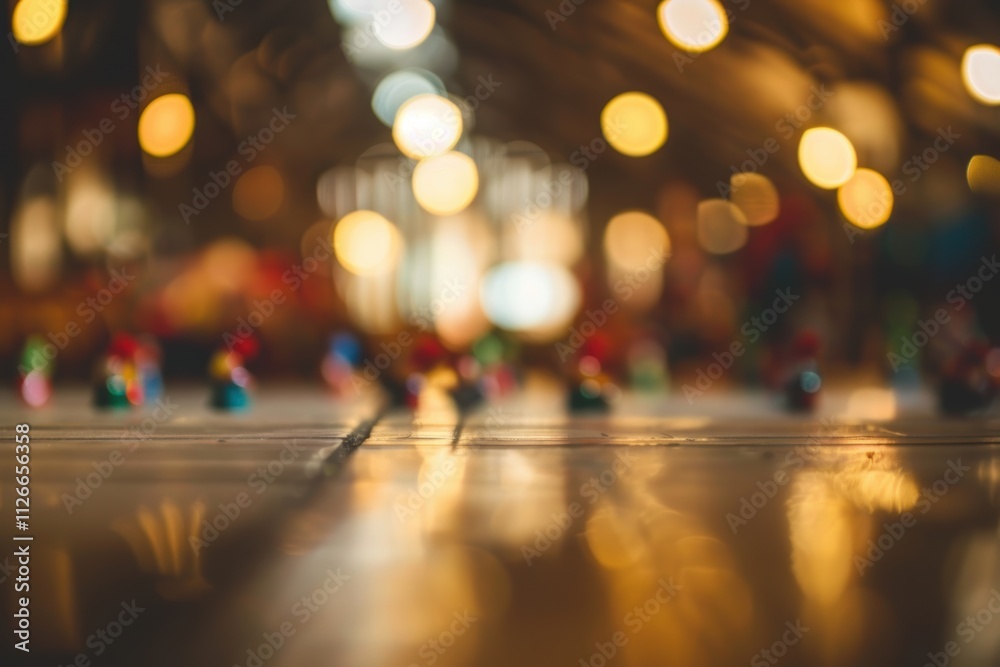 Blurred background of Santa's toy factory with festive decorations Blurred background of Santa's toy factory with festive decorations