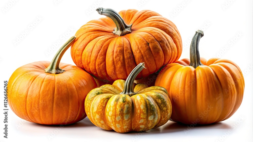 Fresh Ripe Pumpkins Isolated White Background - Organic Autumn Harvest Photography Fresh Ripe Pumpkins Isolated White Background - Organic Autumn Harvest Photography