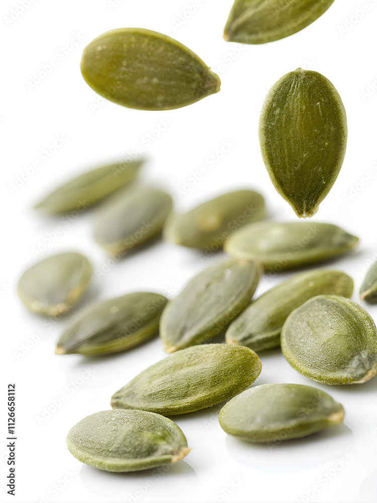 Pumpkin seeds, On isolated white background, Clipping path Pumpkin seeds, On isolated white background, Clipping path