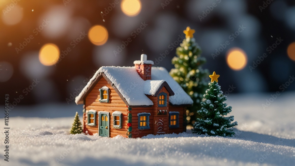 Fototapeta premium christmas house in the snow
