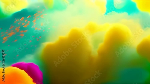 Animation of floating particles in a smooth, slow wave pattern, evoking a sense of peaceful breathing in sync with their rise and fall