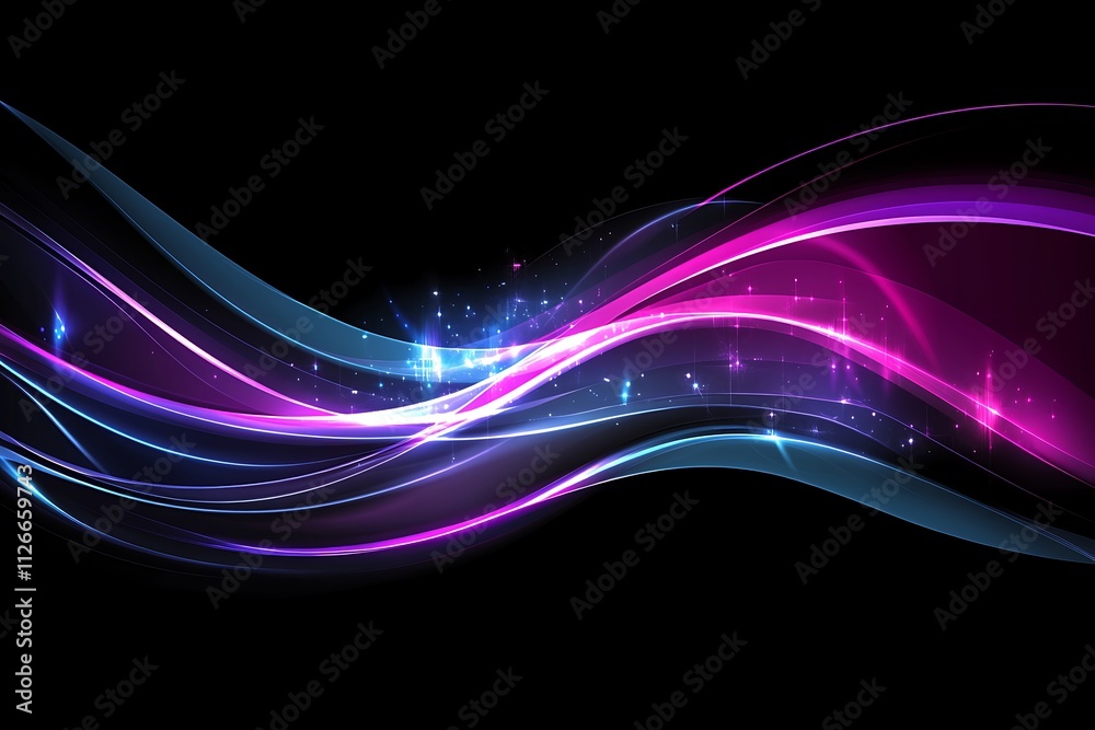 Fototapeta premium Abstract Glowing Waves with Neon Glow