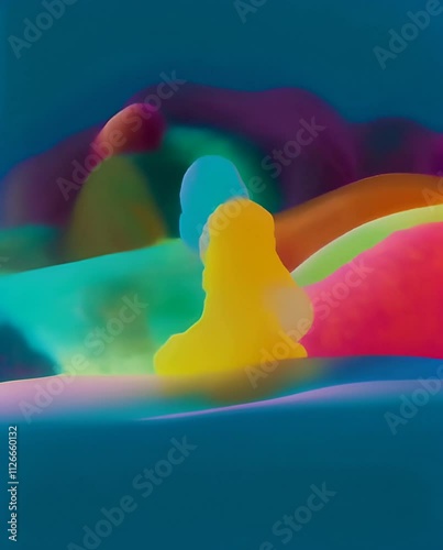 Animation of floating particles in a smooth, slow wave pattern, evoking a sense of peaceful breathing in sync with their rise and fall