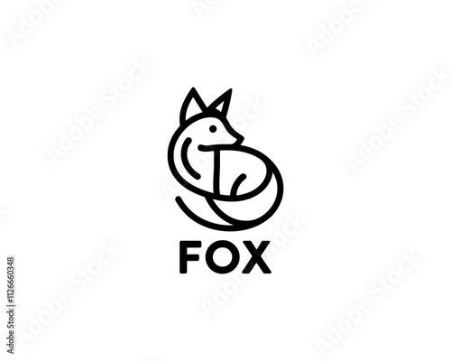 Fox logo design icon symbol vector illustration. Black fox logo.