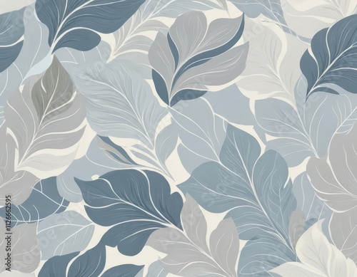 Abstract Seamless Pattern with Leaves: Vector Background for Modern Design