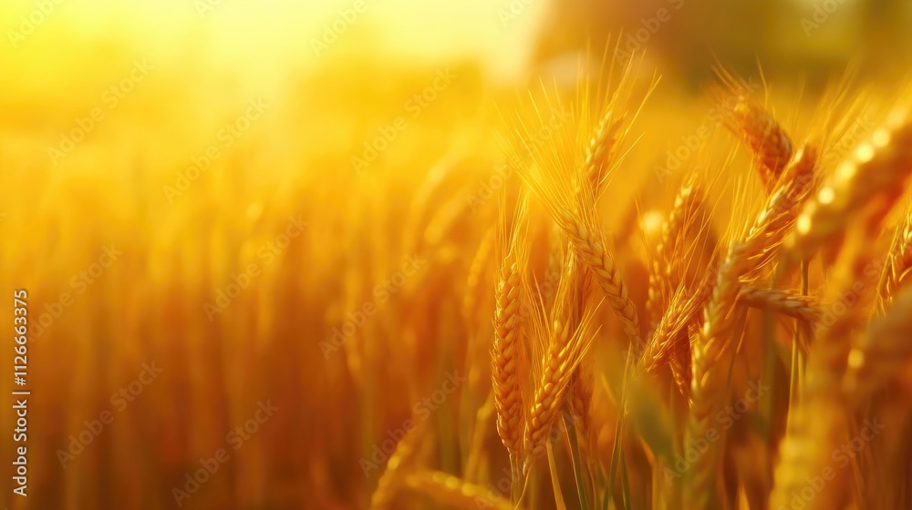 Wheat Stalks Close-up in Field During Harvest Season Wheat Stalks Close-up in Field During Harvest Season
