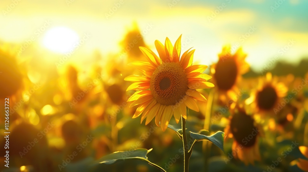 Obraz premium Golden Sunflowers in a Summer Meadow