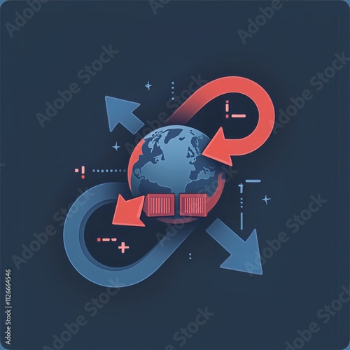 Trade and Global Commerce Icon Logo – Export and Import Exchange Design