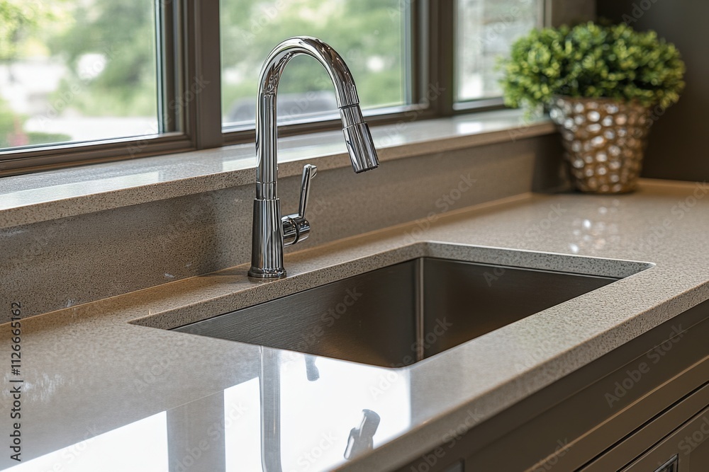 modern kitchen sink with sleek faucet and elegant countertop modern kitchen sink with sleek faucet and elegant countertop