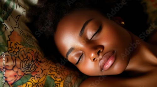 Content Woman Sleeping Comfortably in Clean Sheets