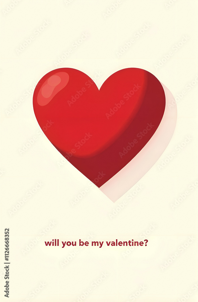 Valentine's Day greeting card template with a red heart and the inscription Valentine's Day greeting card template with a red heart and the inscription