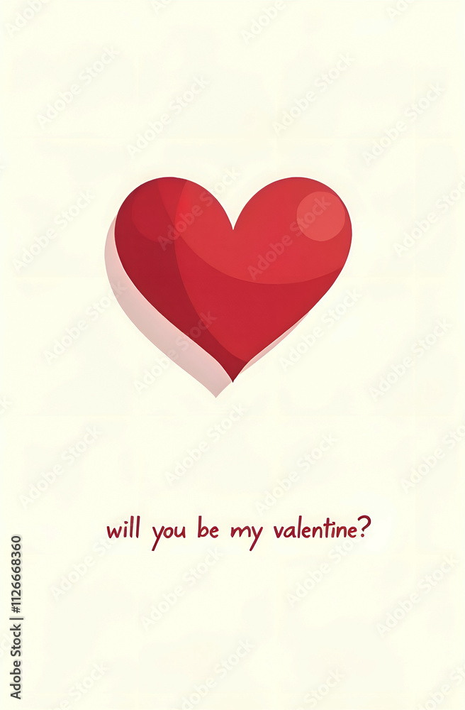 Valentine's Day greeting card template with a red heart and the inscription Valentine's Day greeting card template with a red heart and the inscription