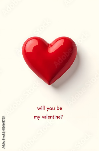 Valentine's Day greeting card template with a red heart and the inscription 