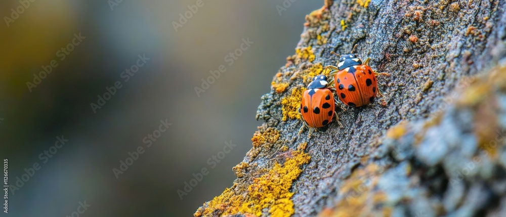 close-up of ladybugs on a tree bark close-up of ladybugs on a tree bark