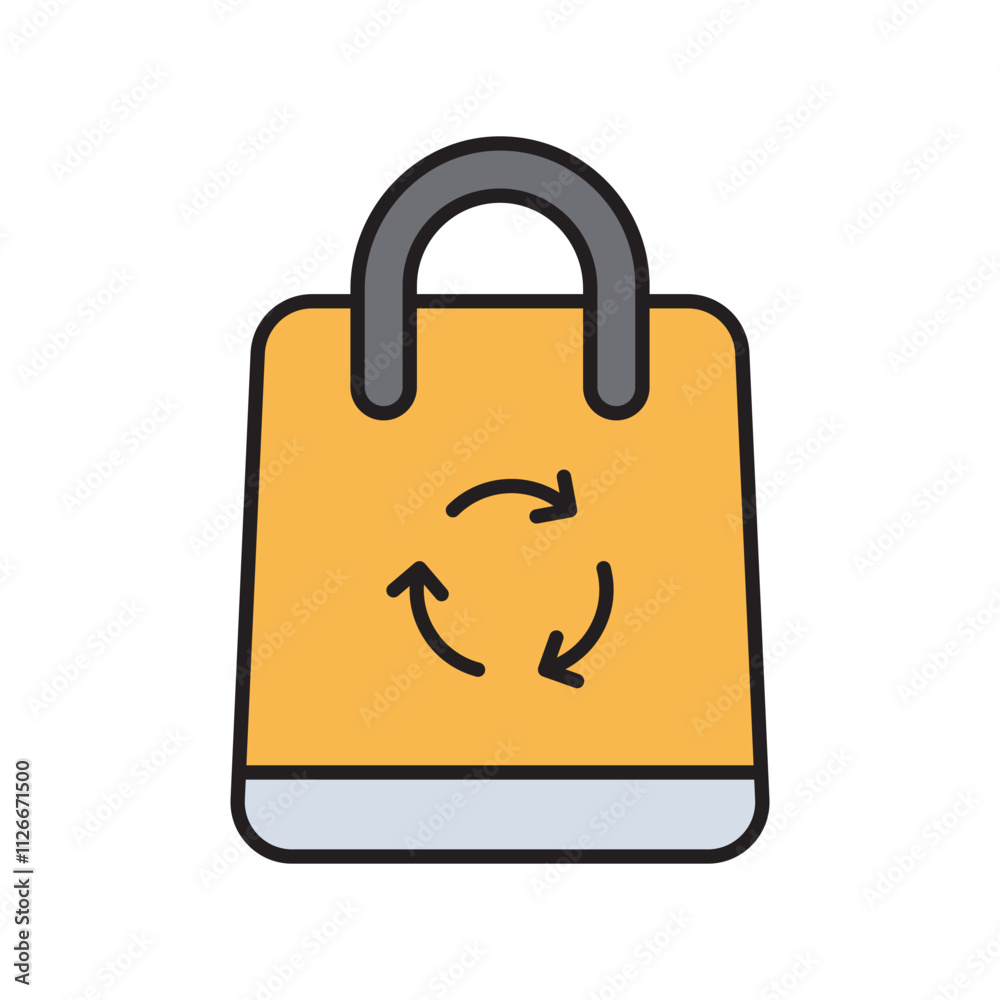 eco bag color line icon with white background vector stock illustration eco bag color line icon with white background vector stock illustration