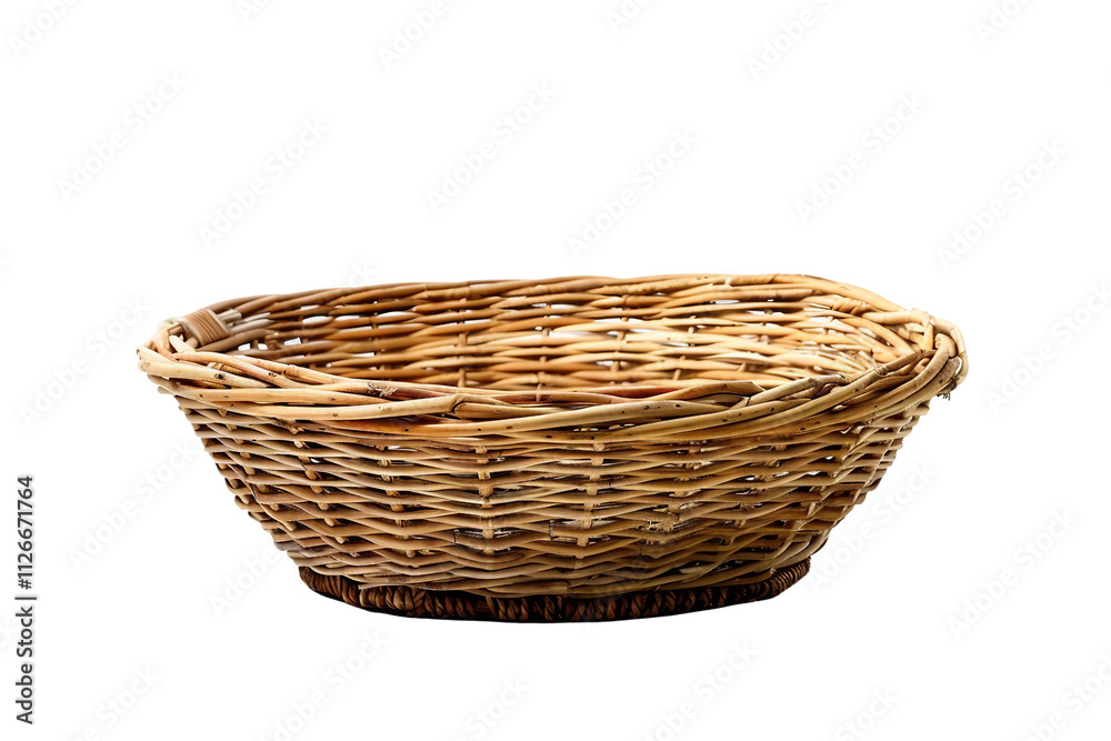 Large Wicker Basket: A Practical and Aesthetic Choice for Home isolated on transparent background Large Wicker Basket: A Practical and Aesthetic Choice for Home isolated on transparent background