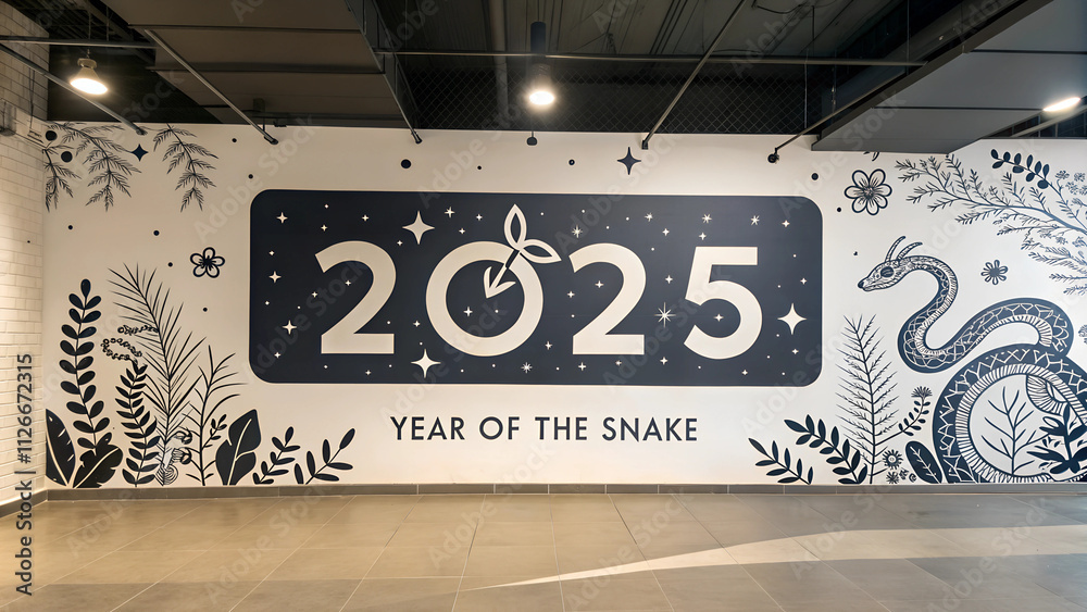 Fototapeta premium 2025, Chinese new year, year of the snake banner, Studio background 3 HD, back, design