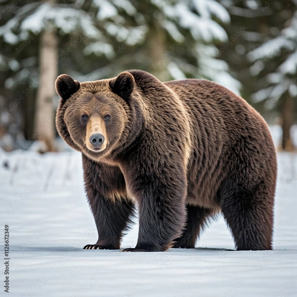 Obraz premium Brown bear in the forest real image.