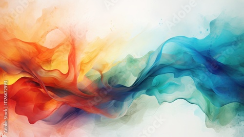 Abstract Colorful Swirling Paint Fluid Art Design