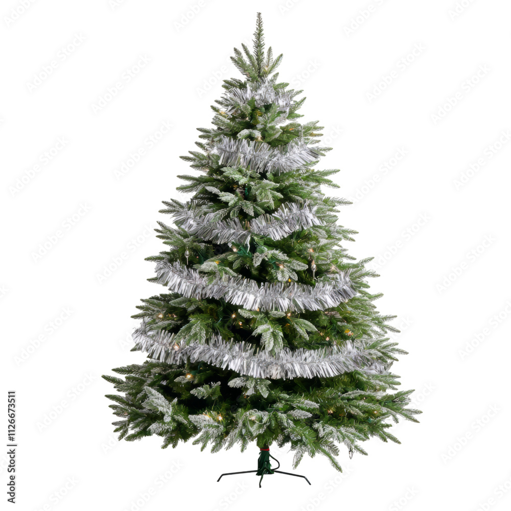 Fototapeta premium beautifully decorated Christmas tree with tinsel and lights